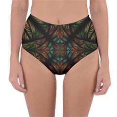 Fractal Fantasy Design Texture Reversible High-Waist Bikini Bottoms