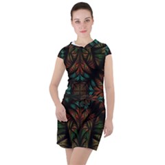 Fractal Fantasy Design Texture Drawstring Hooded Dress