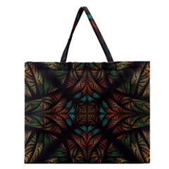 Fractal Fantasy Design Texture Zipper Large Tote Bag by Wegoenart