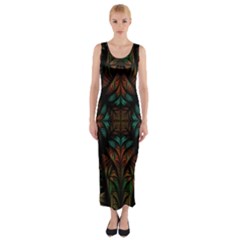 Fractal Fantasy Design Texture Fitted Maxi Dress