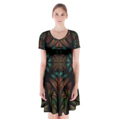 Fractal Fantasy Design Texture Short Sleeve V-neck Flare Dress