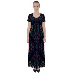 Fractal Fantasy Design Texture High Waist Short Sleeve Maxi Dress