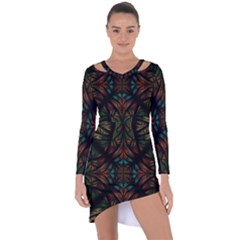 Fractal Fantasy Design Texture Asymmetric Cut-Out Shift Dress