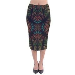 Fractal Fantasy Design Texture Velvet Midi Pencil Skirt