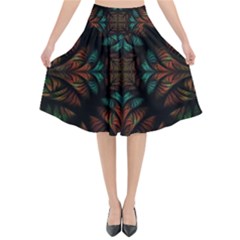 Fractal Fantasy Design Texture Flared Midi Skirt