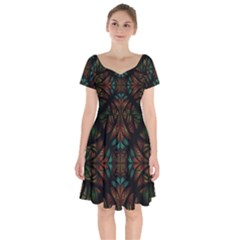 Fractal Fantasy Design Texture Short Sleeve Bardot Dress