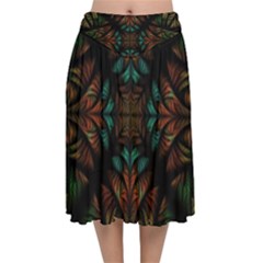 Fractal Fantasy Design Texture Velvet Flared Midi Skirt