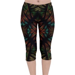 Fractal Fantasy Design Texture Velvet Capri Leggings 