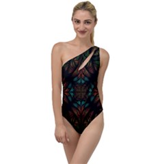 Fractal Fantasy Design Texture To One Side Swimsuit