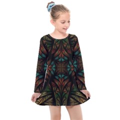 Fractal Fantasy Design Texture Kids  Long Sleeve Dress