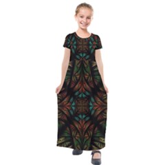 Fractal Fantasy Design Texture Kids  Short Sleeve Maxi Dress