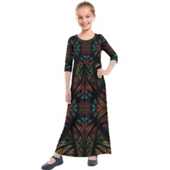 Fractal Fantasy Design Texture Kids  Quarter Sleeve Maxi Dress