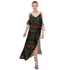Fractal Fantasy Design Texture Maxi Chiffon Cover Up Dress