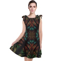Fractal Fantasy Design Texture Tie Up Tunic Dress