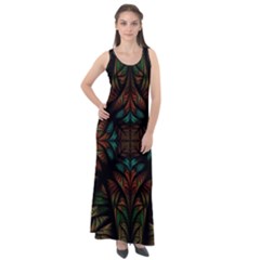 Fractal Fantasy Design Texture Sleeveless Velour Maxi Dress