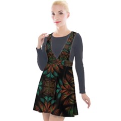 Fractal Fantasy Design Texture Plunge Pinafore Velour Dress