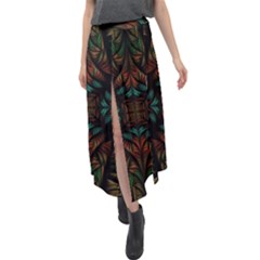 Fractal Fantasy Design Texture Velour Split Maxi Skirt