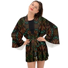 Fractal Fantasy Design Texture Long Sleeve Kimono