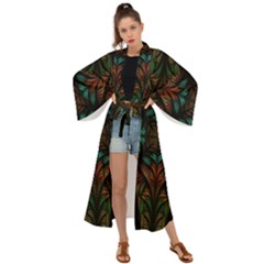 Fractal Fantasy Design Texture Maxi Kimono