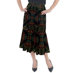 Fractal Fantasy Design Texture Midi Mermaid Skirt