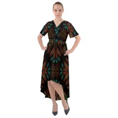 Fractal Fantasy Design Texture Front Wrap High Low Dress