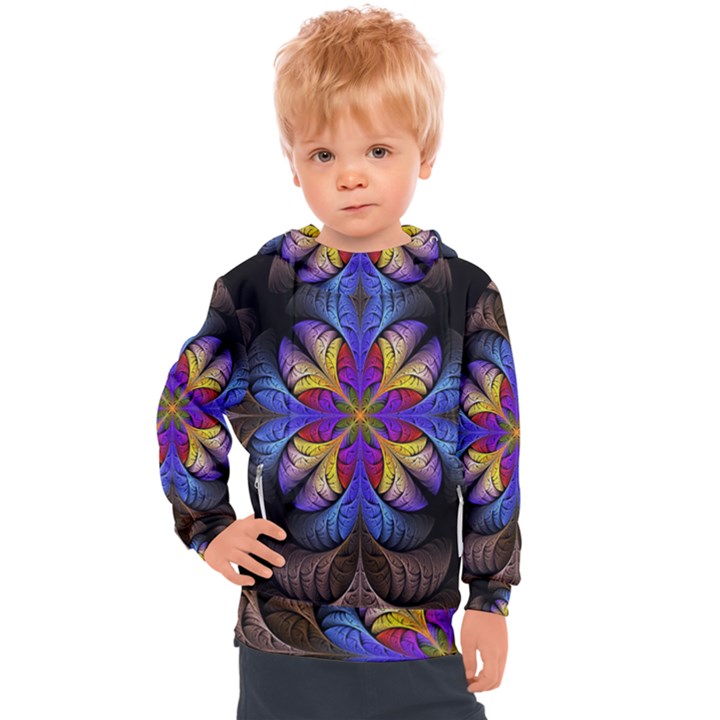 Fractal Flower Fantasy Floral Kids  Hooded Pullover