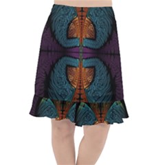 Art Abstract Fractal Pattern Fishtail Chiffon Skirt