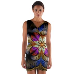 Fractal Flower Fantasy Pattern Wrap Front Bodycon Dress by Wegoenart