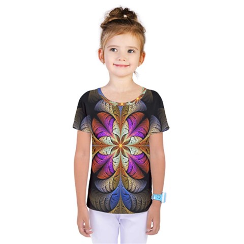 Fractal Flower Fantasy Pattern Kids  One Piece Tee by Wegoenart