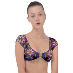 Fractal Flower Fantasy Pattern Cap Sleeve Ring Bikini Top