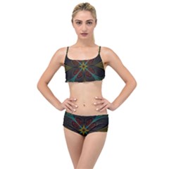 Fractal Art Abstract Pattern Layered Top Bikini Set