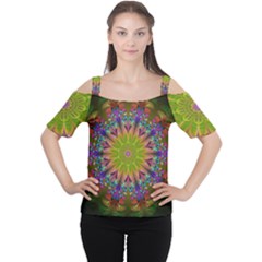 Fractal Abstract Background Pattern Cutout Shoulder Tee