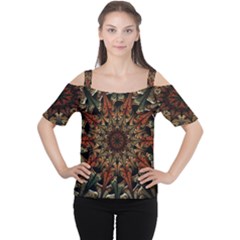 Art Abstract Fractal Pattern Cutout Shoulder Tee