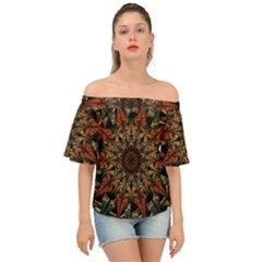 Art Abstract Fractal Pattern Off Shoulder Short Sleeve Top by Wegoenart