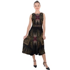 Fractal Abstract Design Mystical Midi Tie-back Chiffon Dress by Wegoenart