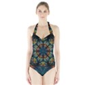 Fractal Flower Fantasy Floral Halter Swimsuit View1