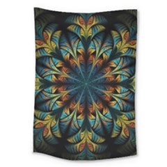 Fractal Flower Fantasy Floral Large Tapestry by Wegoenart