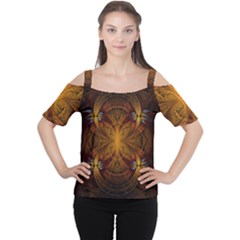 Fractal Art Abstract Pattern Cutout Shoulder Tee