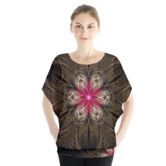 Fractal Background Design Abstract Batwing Chiffon Blouse