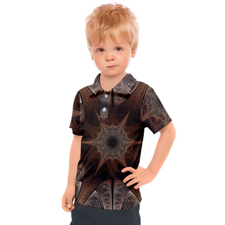 Fractal Abstract Star Pattern Kids  Polo Tee