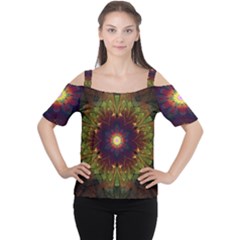 Art Abstract Fractal Pattern Cutout Shoulder Tee