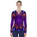 Art Abstract Fractal Pattern V-Neck Long Sleeve Top View1
