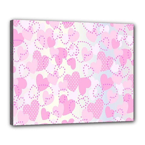 Valentine Background Hearts Bokeh Canvas 20  X 16  (stretched) by Nexatart