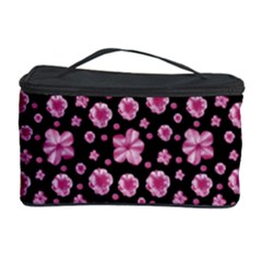 Pink And Black Floral Collage Print Cosmetic Storage by dflcprintsclothing