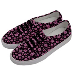 Pink And Black Floral Collage Print Men s Classic Low Top Sneakers by dflcprintsclothing