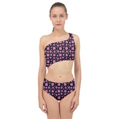 Pink And Black Floral Collage Print Spliced Up Two Piece Swimsuit by dflcprintsclothing