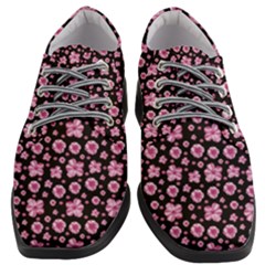 Pink And Black Floral Collage Print Women Heeled Oxford Shoes by dflcprintsclothing