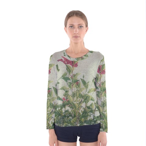 Botanical Vintage Style Motif Artwork 2 Women s Long Sleeve Tee by dflcprintsclothing