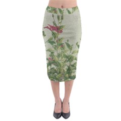 Botanical Vintage Style Motif Artwork 2 Midi Pencil Skirt by dflcprintsclothing