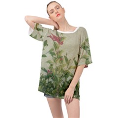 Botanical Vintage Style Motif Artwork 2 Oversized Chiffon Top by dflcprintsclothing